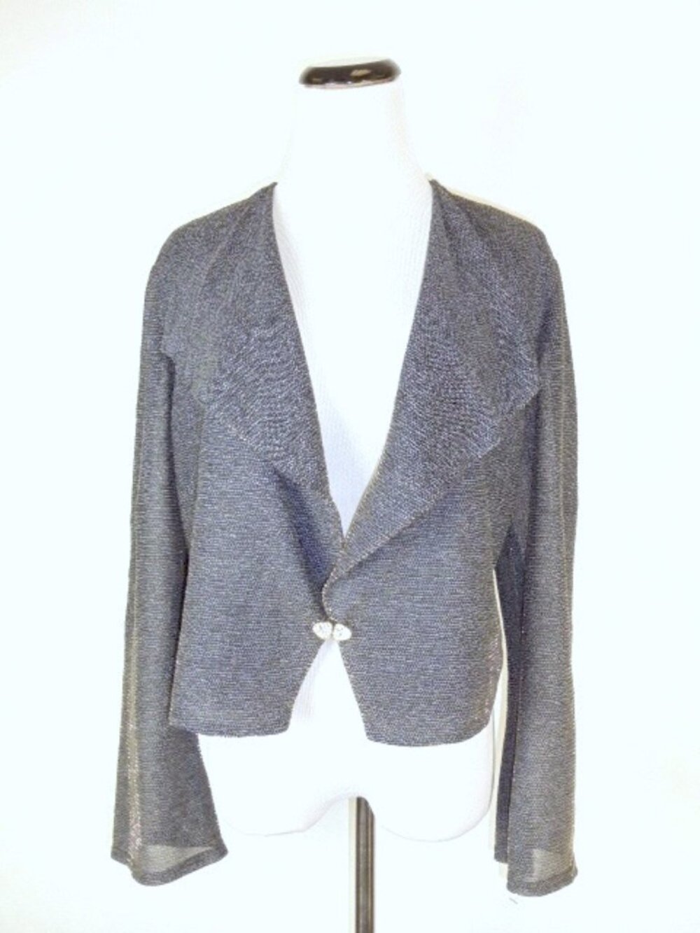 Joseph Ribkoff 2 piece panel leg pants suit jacket blazer black gold metallic 10